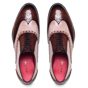 Wingtip Brogue Oxfords - Brown & Beige