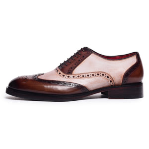 Wingtip Brogue Oxfords - Brown & Beige