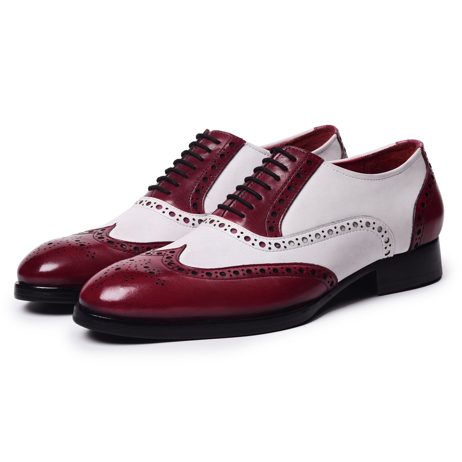 Wingtip Brogue Oxfords - Red & White