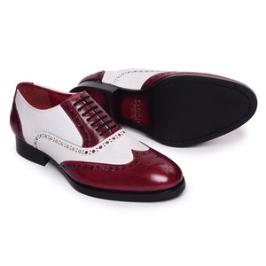 Wingtip Brogue Oxfords - Red & White