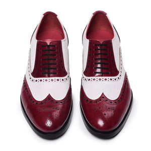 Wingtip Brogue Oxfords - Red & White