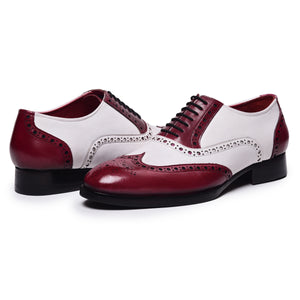 Wingtip Brogue Oxfords - Red & White