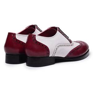 Wingtip Brogue Oxfords - Red & White
