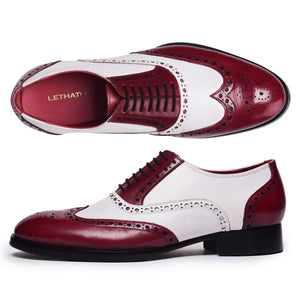 Wingtip Brogue Oxfords - Red & White