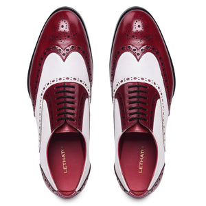 Wingtip Brogue Oxfords - Red & White
