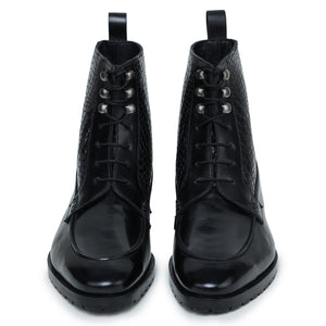 Derby Lace Up Boots - Black