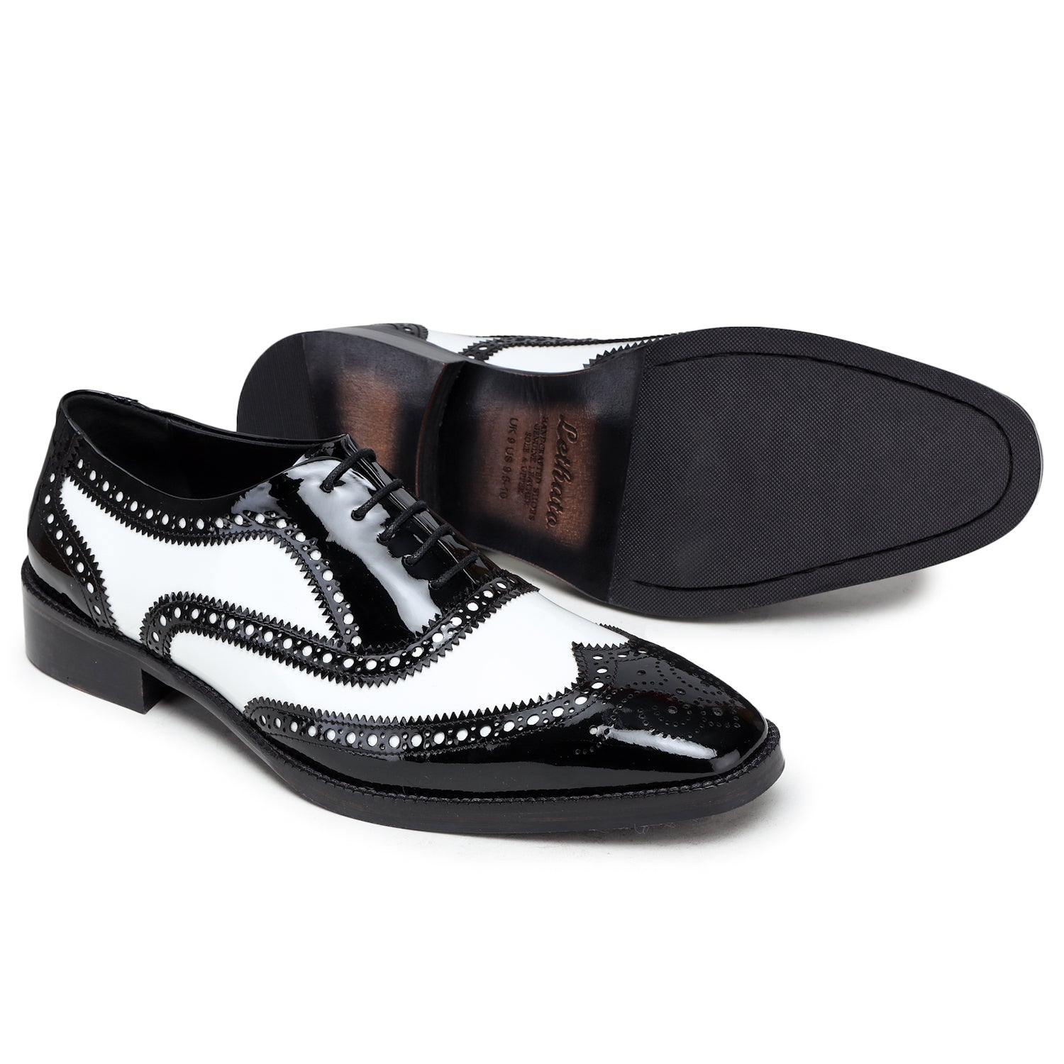 Mens black and white wingtip oxford shoes Clearance