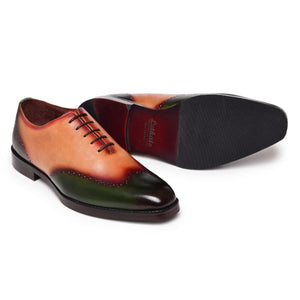 Wholecut Oxfords - Green & Tan