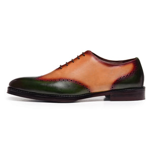 Wholecut Oxfords - Green & Tan