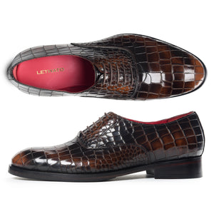 Men's Croc Oxfords - Tan & Brown