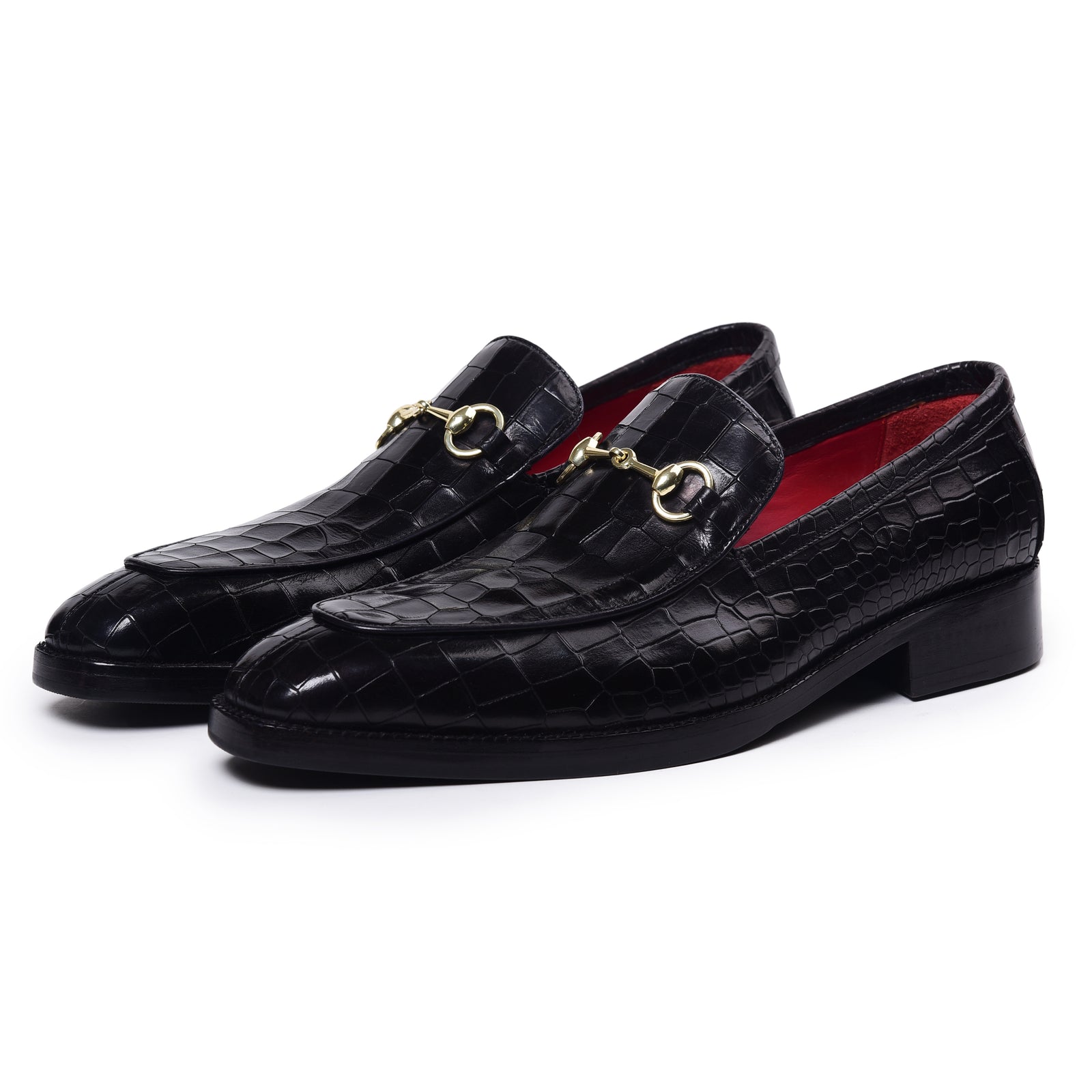 Horsebit Loafers - Croc Black