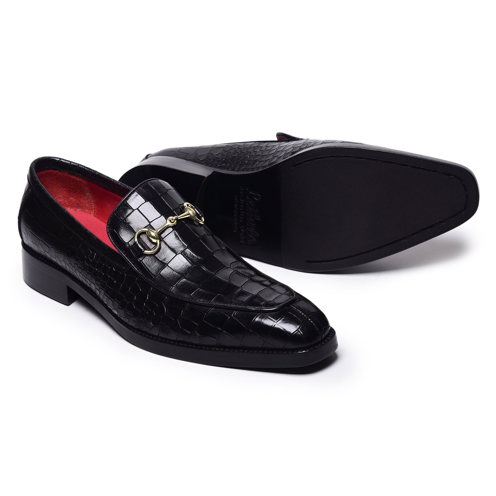 Horsebit Loafers - Croc Black