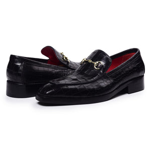 Horsebit Loafers - Croc Black