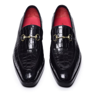 Horsebit Loafers - Croc Black