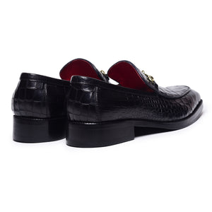 Horsebit Loafers - Croc Black