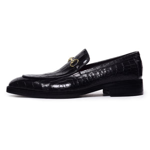 Horsebit Loafers - Croc Black