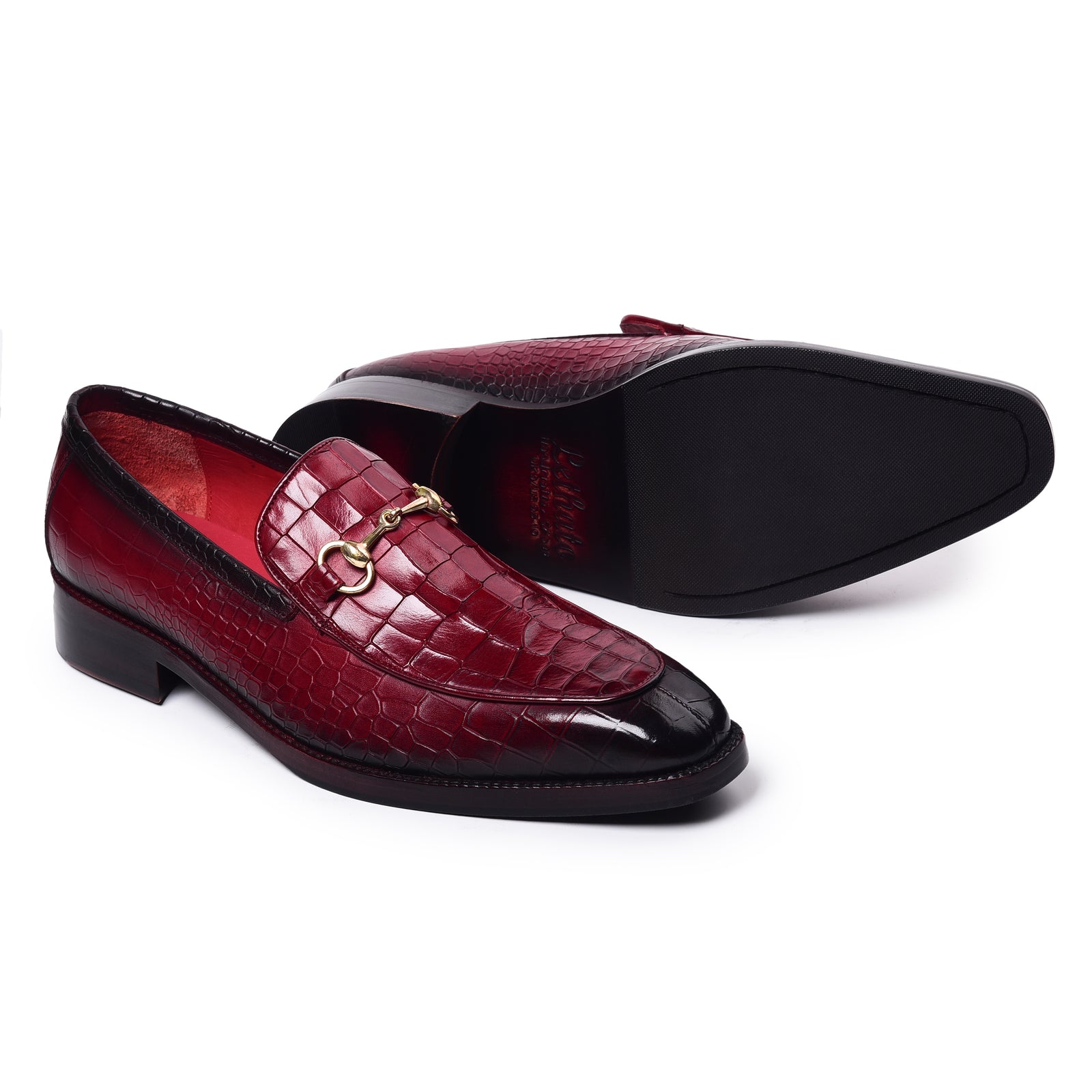 Penny Loafers – Kroko Weinrot