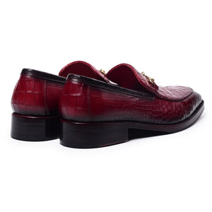 Horsebit Loafers - Croc Wine Red