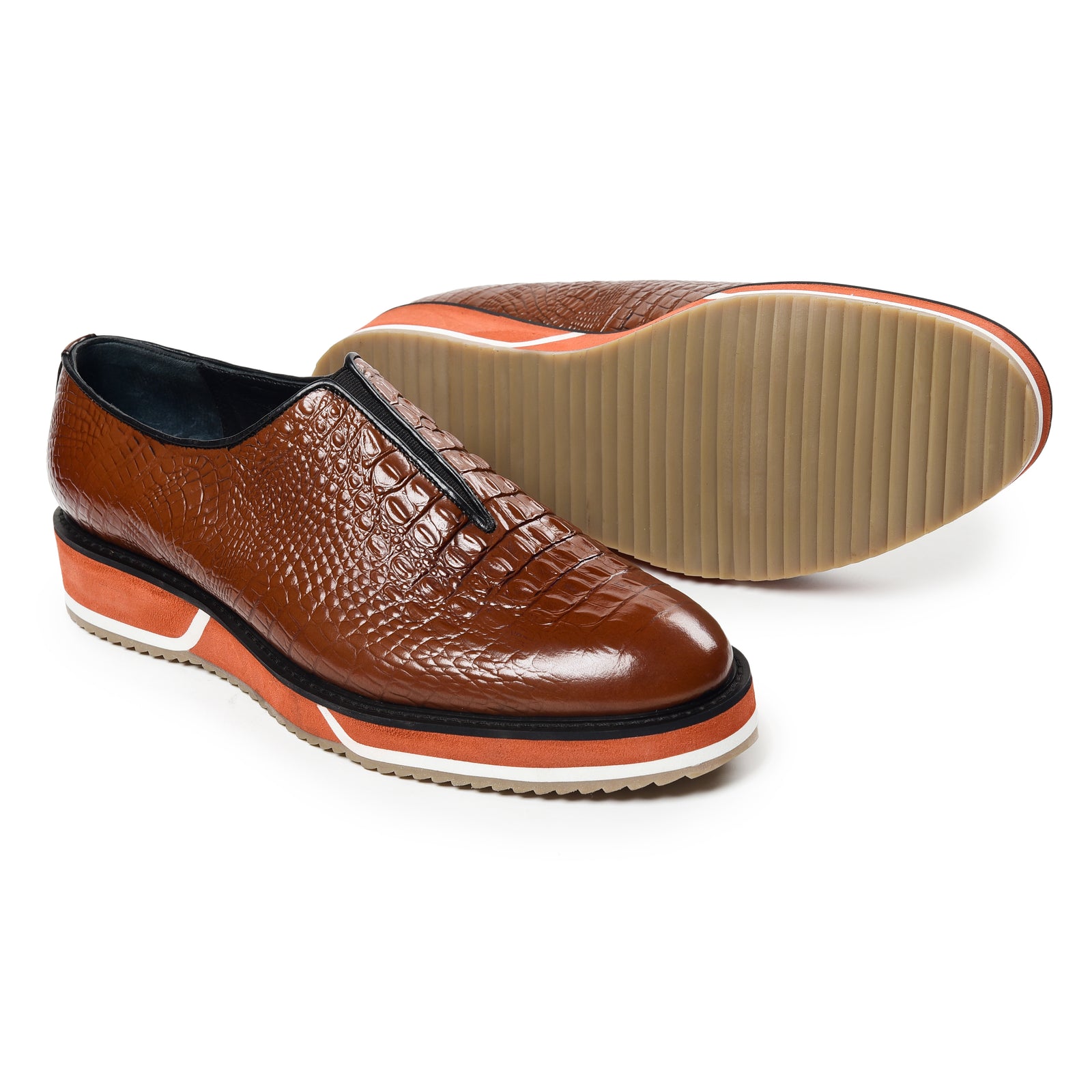 Slip On Designer Sneakers - Croc Brown