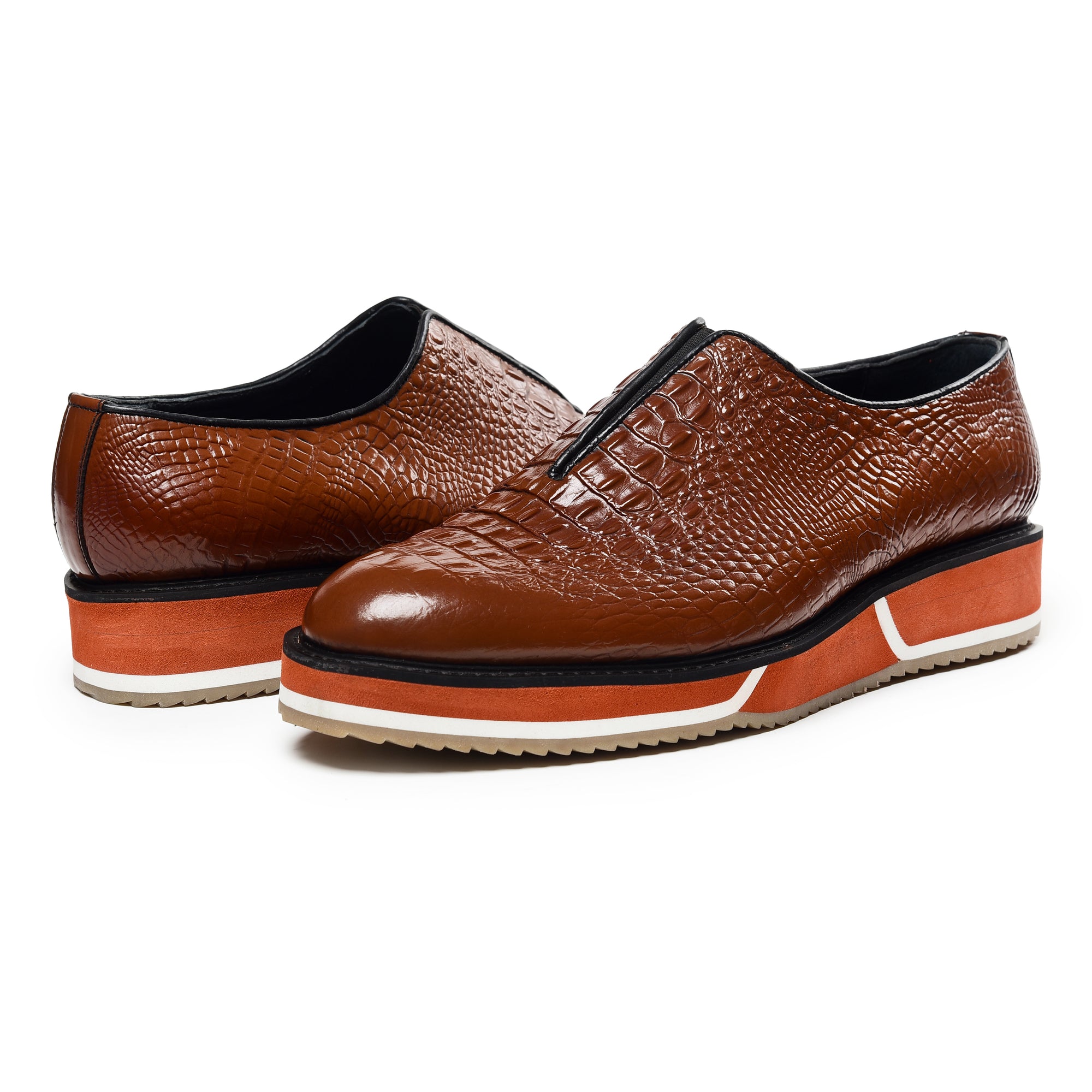 Slip On Designer Sneakers- Croc Brown