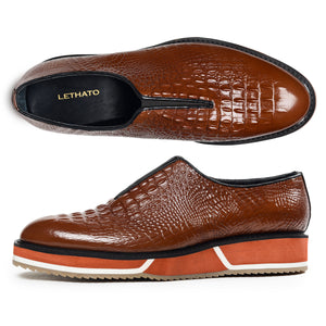 Slip On Designer Sneakers - Croc Brown