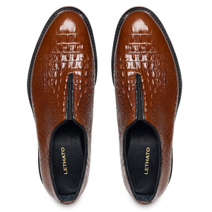 Slip On Designer Sneakers - Croc Brown