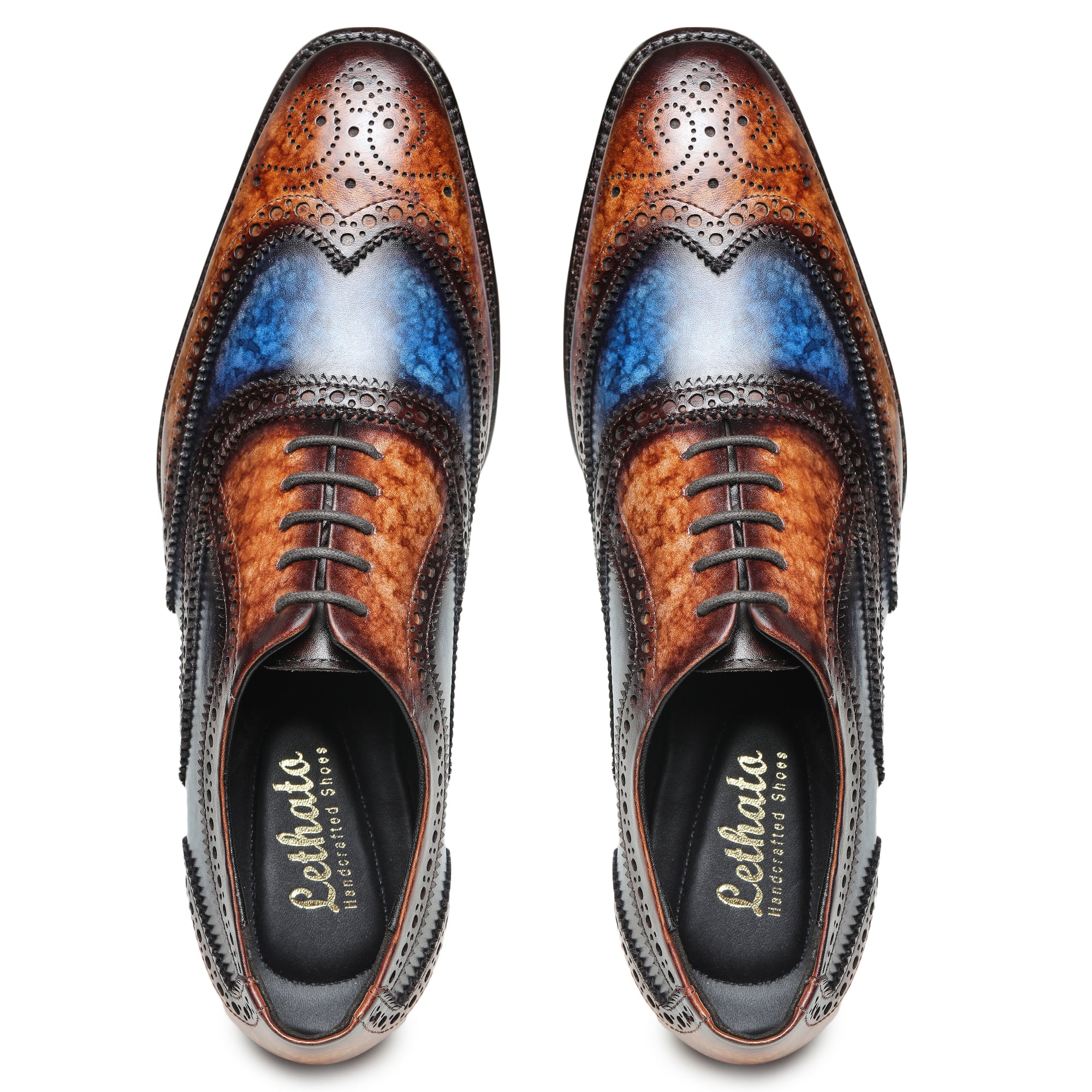 Wingtip Brogue Oxford- Brown & Blue | Lethato STANDARD / US 11.5-12 / UK 11 / Brown & Blue Wingtip Brogue Oxford- Brown & Blue | Lethato STANDARD / US 11.5-12 / UK 11 / Brown & Blue