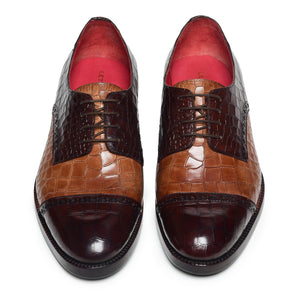 Derby Shoes - Croc Brown & Tan
