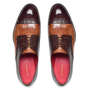 Derby Shoes - Croc Brown & Tan