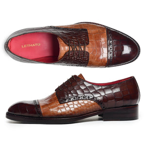 Derby Shoes - Croc Brown & Tan