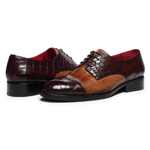 Derby Shoes - Croc Brown & Tan