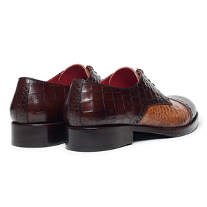 Derby Shoes - Croc Brown & Tan