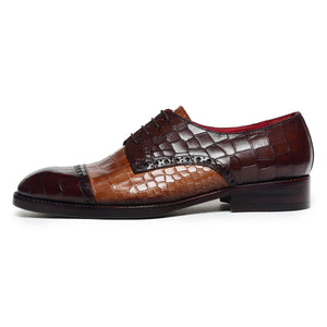 Derby Shoes - Croc Brown & Tan