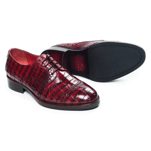 Derby Shoes - Croc Wine Red