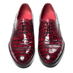 Derby Shoes - Croc Wine Red
