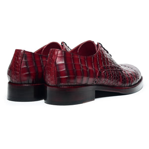 Derby Shoes - Croc Wine Red