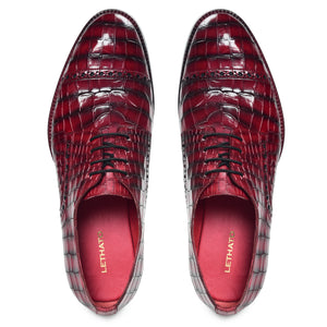Derby Shoes - Croc Wine Red