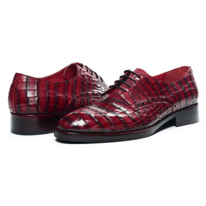 Derby Shoes - Croc Wine Red