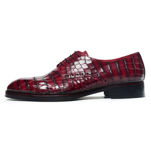 Derby Shoes - Croc Wine Red