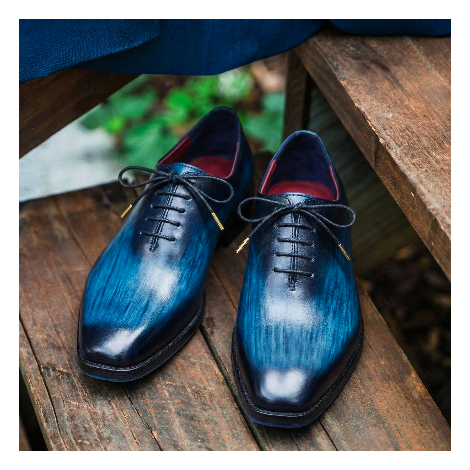 navy blue leather dress Wholecut Oxford