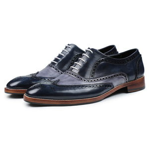 Wingtip Brogue Oxford - Navy & Grey