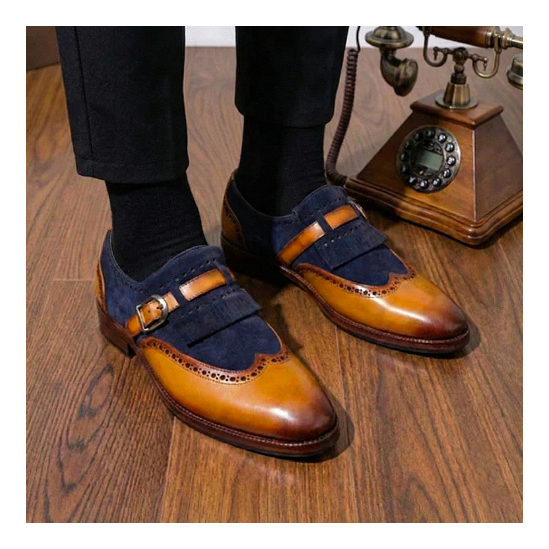Alton Monk Strap Dress Shoes with Broguing
