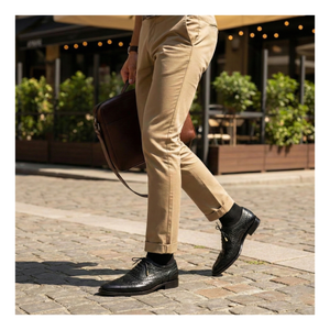 Wingtip Brogue Oxford- Croc Black