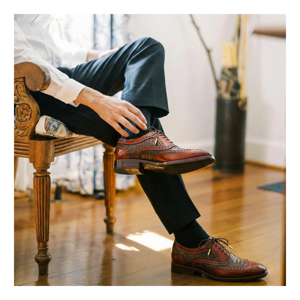 Wingtip Brogue Oxford- Croc Cognac | Lethato display picture 1