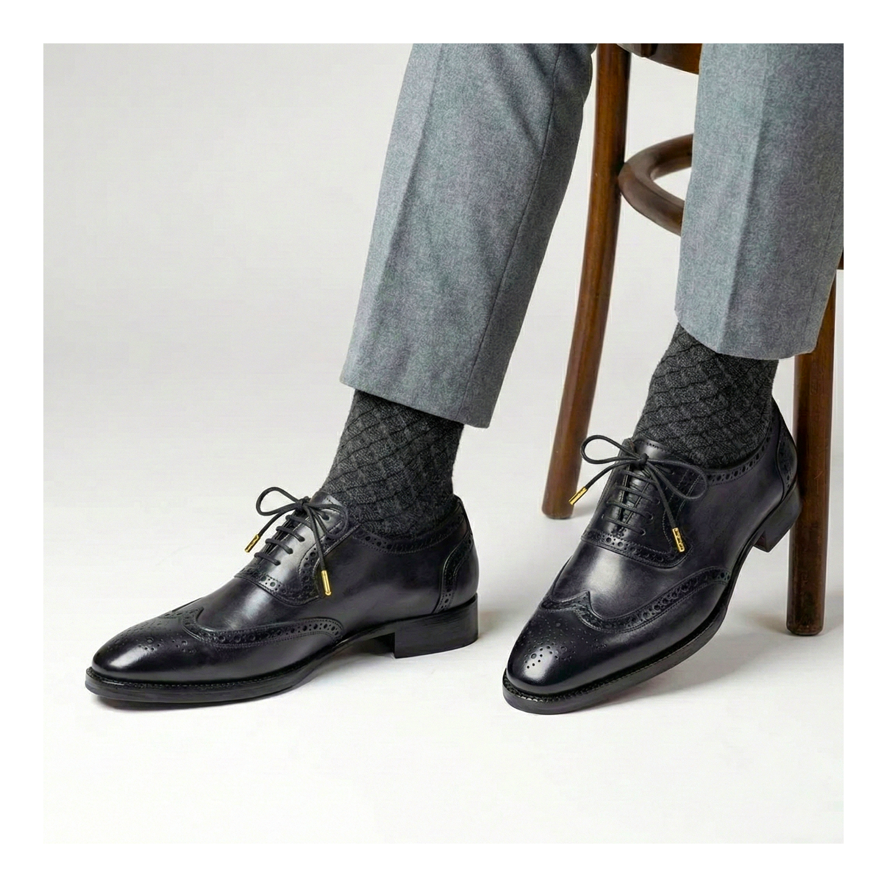 grey wingtip dress shoes Wingtip Brogue Oxford- Grey