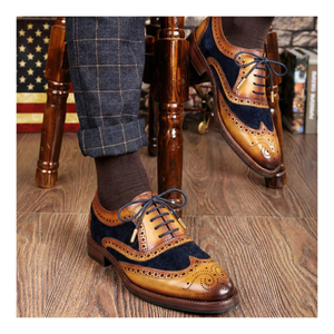 Wingtip Brogue Oxford- Navy Suede