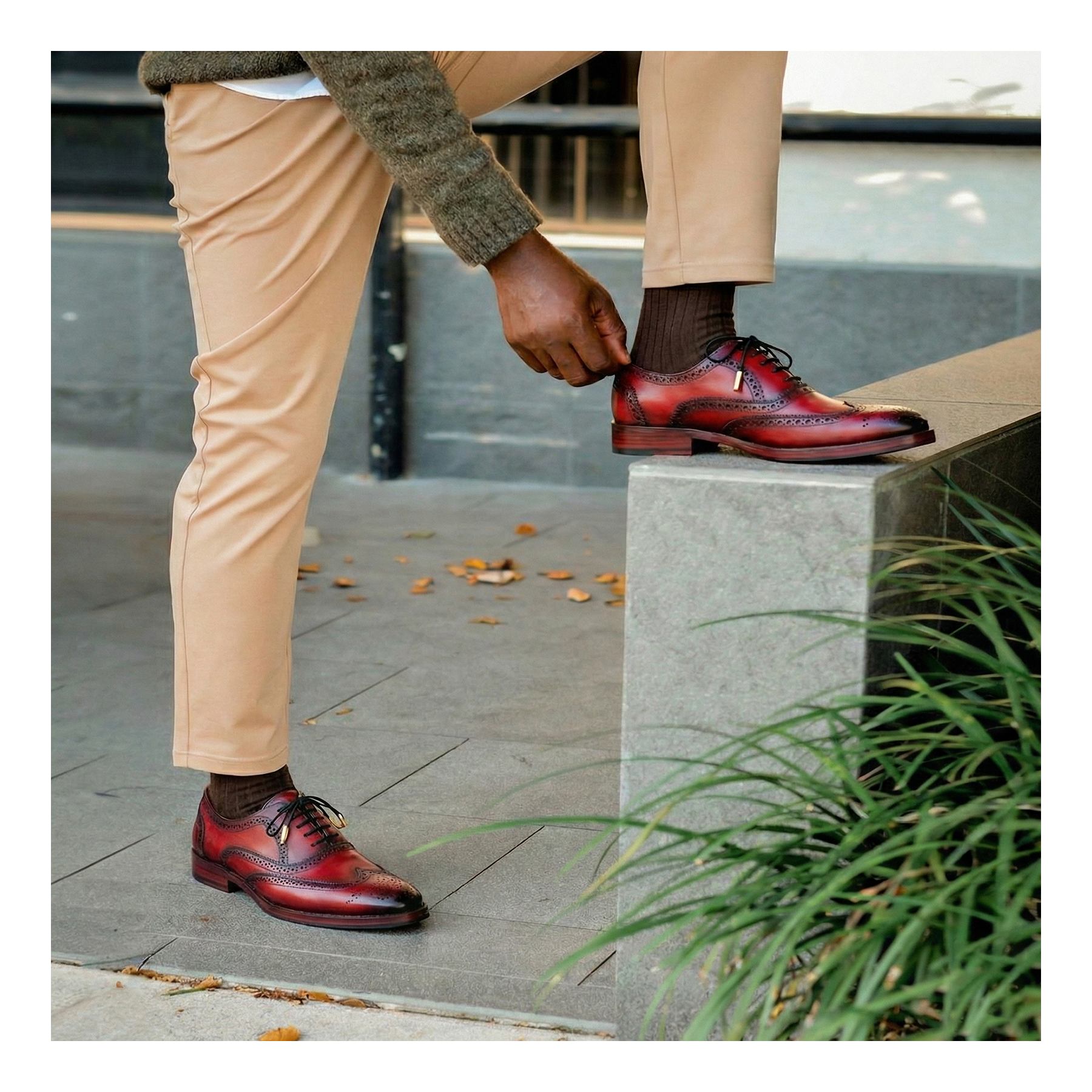 burgundy prom dress windsor Lethato Wingtip Brogue Oxford- Wine Red