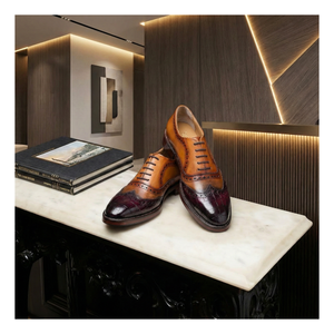 Wingtip Brogue Oxford - Croc Burgundy & Tan