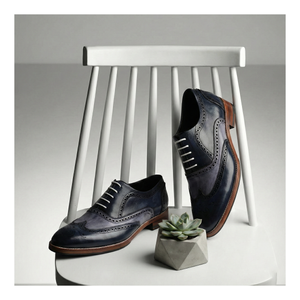 Wingtip Brogue Oxford - Navy & Grey