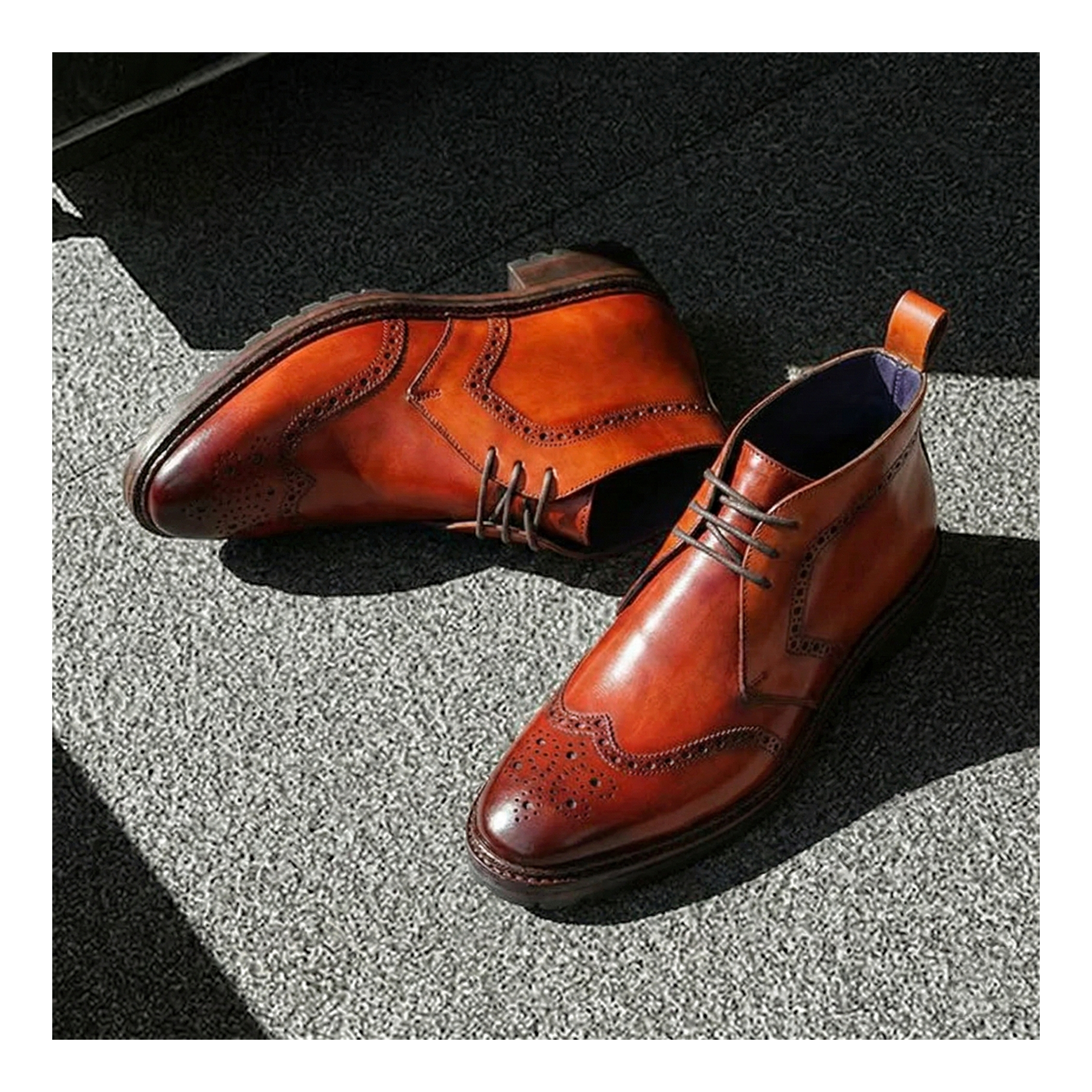 Wingtip Chukka Boots- Cognac- by Lethato
